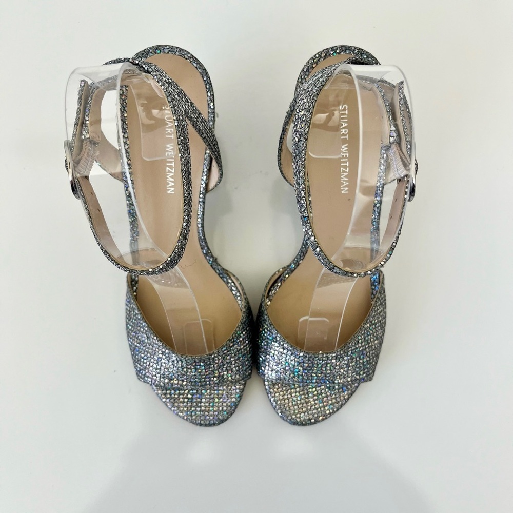 STUART WEITZMAN Alshn Crystal Embellished Block Heel Sandal in Aurora - Picture 5 of 16